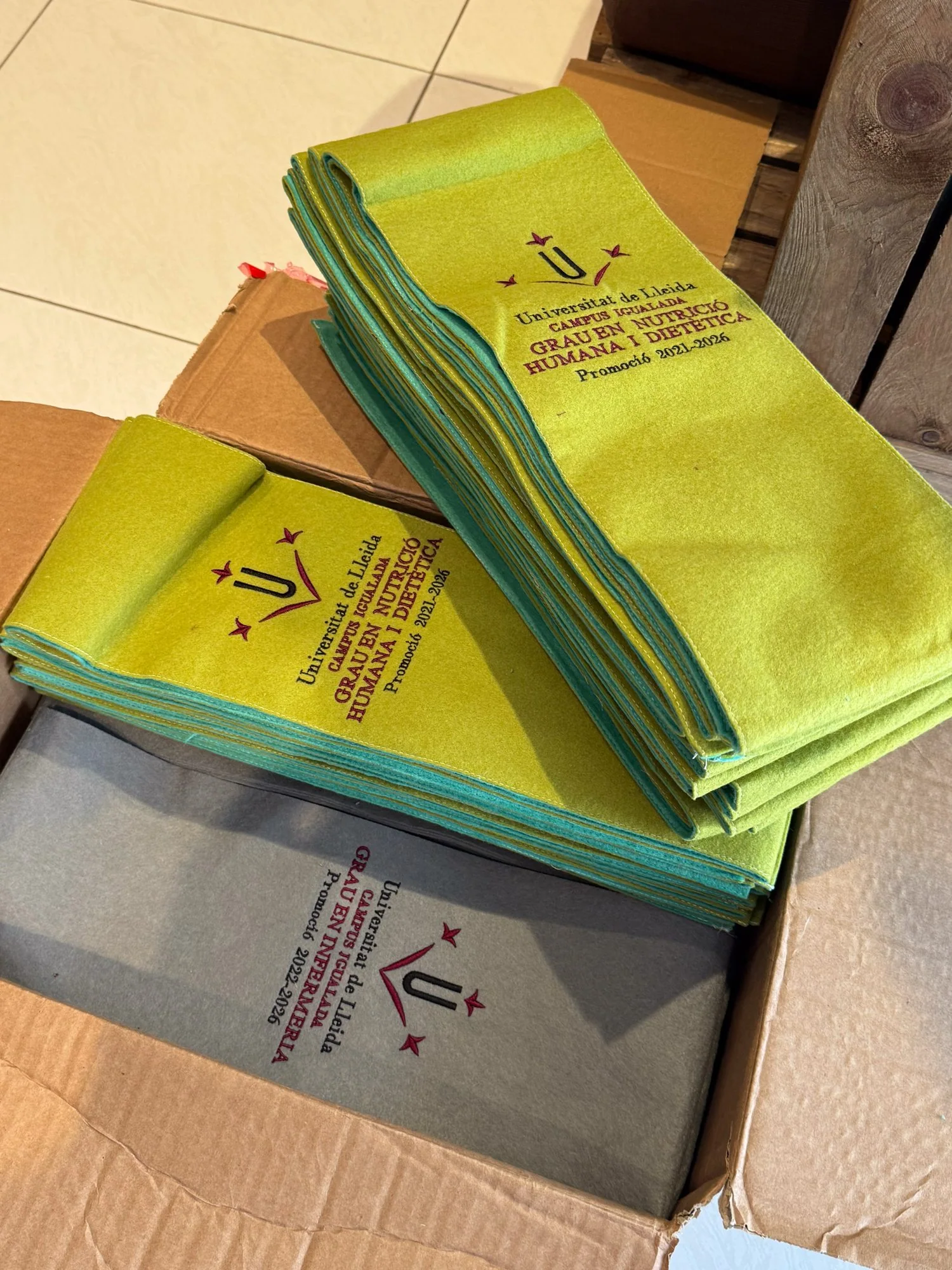 Bandas bordadas de la Universitat de Lleida, Campus Igualada, para Nutrició Humana i Dietètica e Infermeria